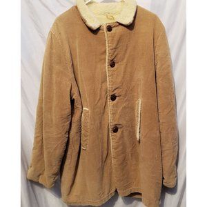 Vintage Sherpa Corduroy Button Jacket Fingerhut USA Wood Buttons